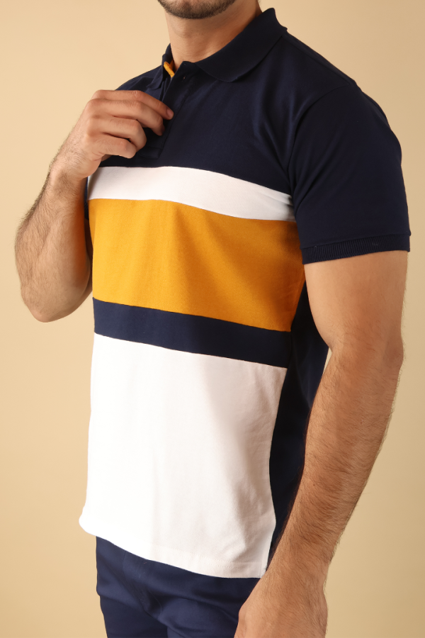 Playera Polo Para Hombre Diseño Combinado Casual Slim Fit Manga Corta